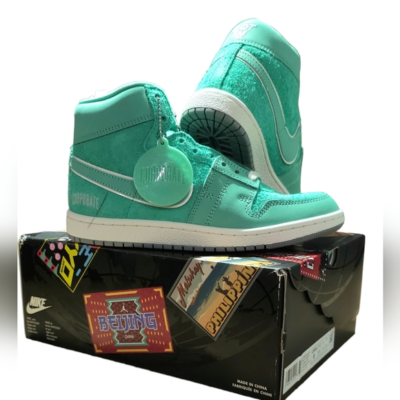 NIKE CORPORATE X JORDAN AIR SHIP GOT EM SNEAKERS LIGHT MENTA Sz 6 M - Picture 1 of 16